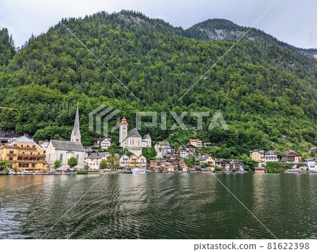 Hallstatt Austria city at lake and mountains panorama Hallstatt Austria city at lake and mountains panorama 81622398