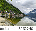 Hallstatt Austria city at lake and mountains panorama 81622401