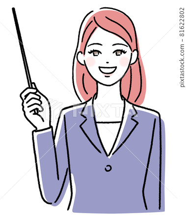 Young woman explaining with a pointer Young woman explaining with a pointer 81622802