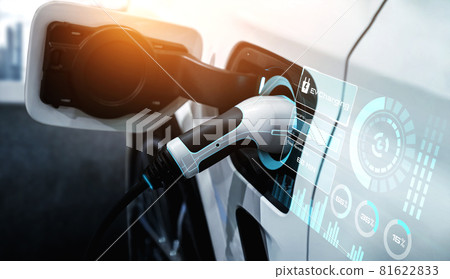 EV charging station for electric car in concept of alternative green energy 81622833