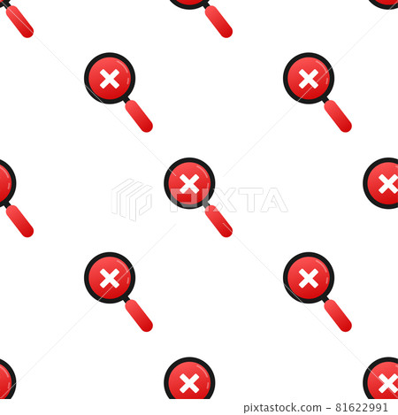 Magnifying glass and a tick and cross pattern. No sign. Vector stock illustration. 81622991