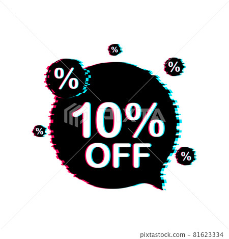 10 percent OFF Sale Discount Banner. Discount offer price tag. Glitch icon. 10 percent discount promotion flat icon with long shadow. Vector illustration. 10 percent OFF Sale Discount Banner. Discount offer price tag. Glitch icon. 10 percent discount promotion flat icon with long shadow. Vector illustration. 81623334