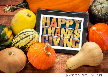 Happy Thanksgiving on digital tablet Happy Thanksgiving on digital tablet 81623968