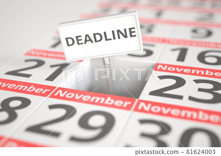 DEADLINE sign on November 22 in calendar, 3d rendering 81624003