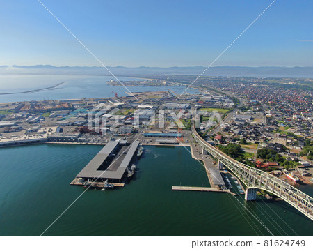 Aerial view of the Sakaiminato harbor from above the Sakaisuido Aerial view of the Sakaiminato harbor from above the Sakaisuido 81624749