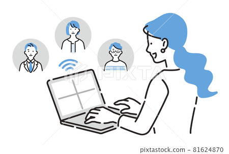 Person A woman holding a web conference Person A woman holding a web conference 81624870