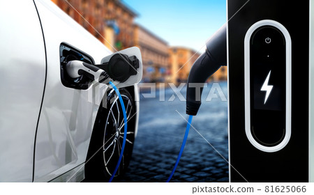 EV charging station for electric car in concept of green energy and eco power 81625066