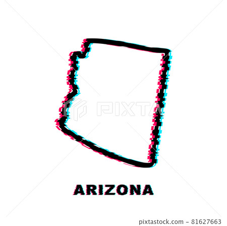 Arizona USA federal state map outline glitch icon. Arizona USA federal state map outline animation. Vector illustration. 81627663