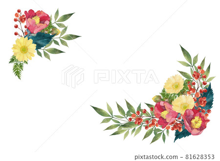 Frame of camellia, adonis ramosa and southern sky 81628353