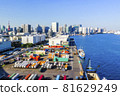 A miniature-style view of the containers shipped in the bay area from a bird's-eye view 81629249