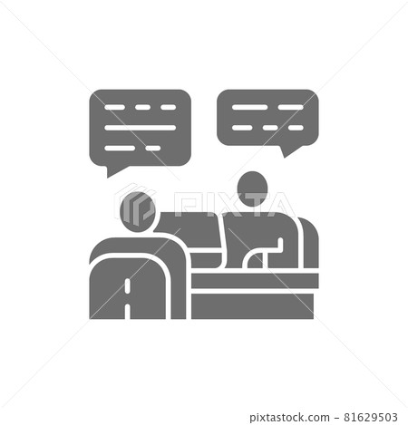 Discussion of project with customer grey icon. 81629503