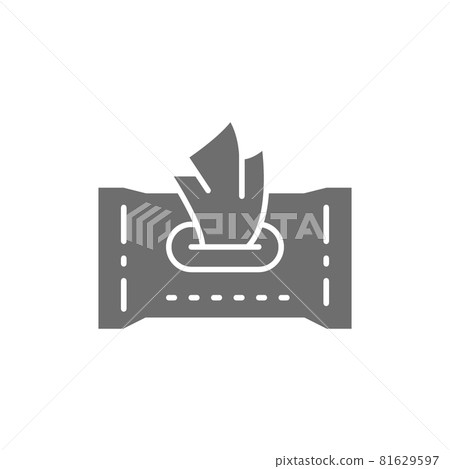 Paper wet wipes grey icon. Isolated on white background Paper wet wipes grey icon. Isolated on white background 81629597