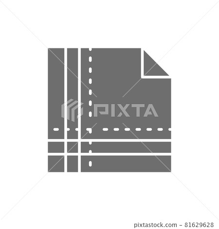 Cloth napkin folded in square grey icon. 81629628