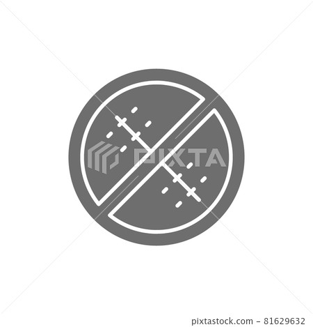 Forbidden sign with a medical seam, without surgical sutures grey icon. Forbidden sign with a medical seam, without surgical sutures grey icon. 81629632