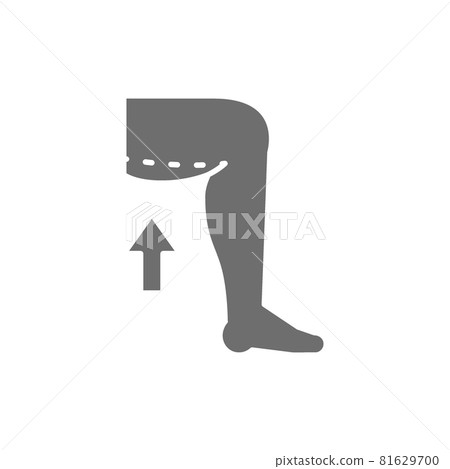 Hip liposuction, thigh plastic surgery grey icon. Hip liposuction, thigh plastic surgery grey icon. 81629700