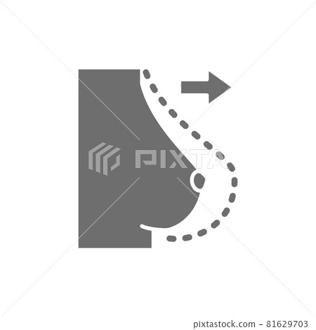 Breast augmentation, plastic surgery grey icon. Isolated on white background 81629703