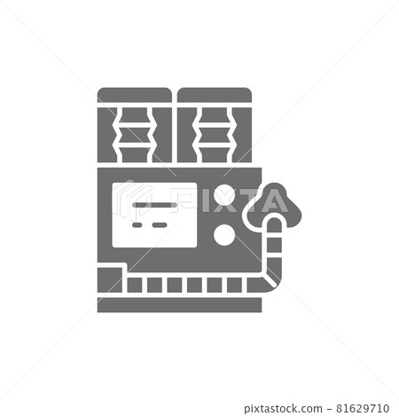 Artificial lung ventilation device, anesthesia equipment grey icon. 81629710