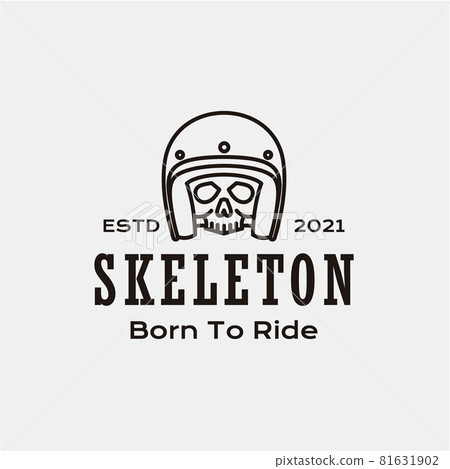 Line art skull with helmet rider motorcycle club logo design vector icon illustration 81631902