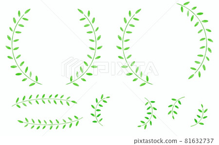 Watercolor handwritten decorative parts material for tea leaves and vegetation leaves 81632737