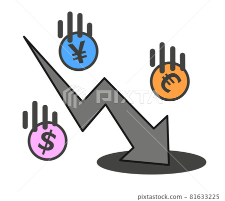 Illustration that the economy deteriorates due to a crash 81633225