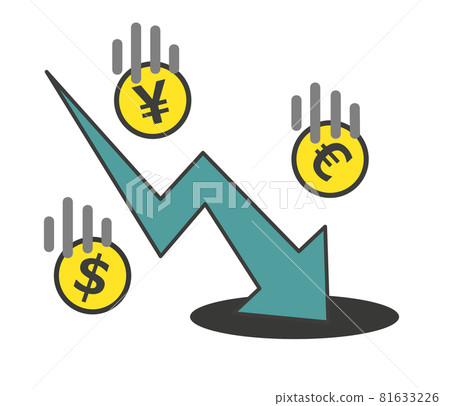 Illustration that the economy deteriorates due to a crash 81633226