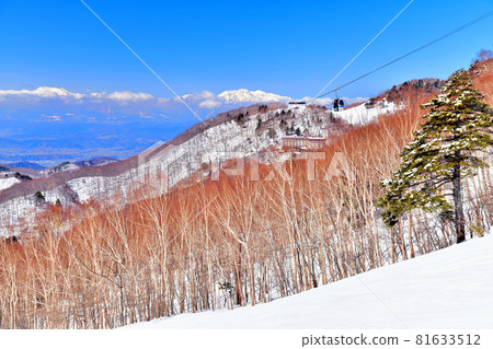 志賀高原/從東立山滑雪場（長野縣山之內町）眺望西立山與妙高山 [2021.3] 81633512