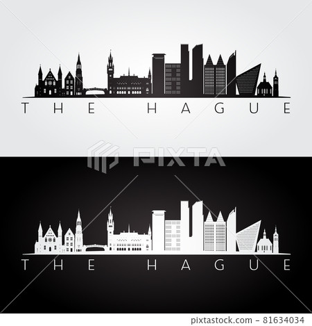 The Hague skyline and landmarks silhouette The Hague skyline and landmarks silhouette 81634034