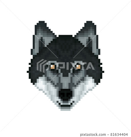 Portrait of a Wolf in pixel art style. 81634404