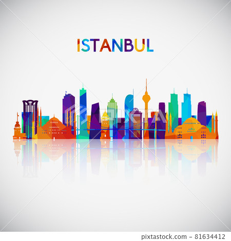 Istanbul skyline silhouette in colorful geometric style.  81634412
