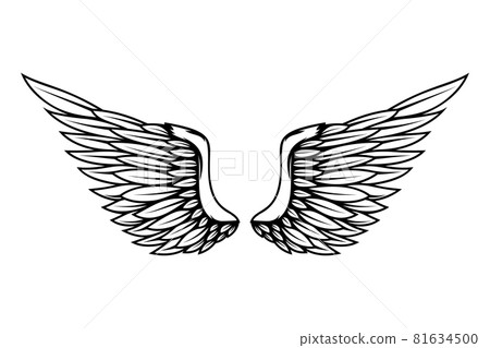 illustration of wings in tattoo style isolated on white background. Design element for logo, label, badge, sign. Vector illustration illustration of wings in tattoo style isolated on white background. Design element for logo, label, badge, sign. Vector illustration 81634500