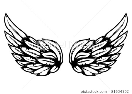 illustration of wings in tattoo style isolated on white background. Design element for logo, label, badge, sign. Vector illustration illustration of wings in tattoo style isolated on white background. Design element for logo, label, badge, sign. Vector illustration 81634502
