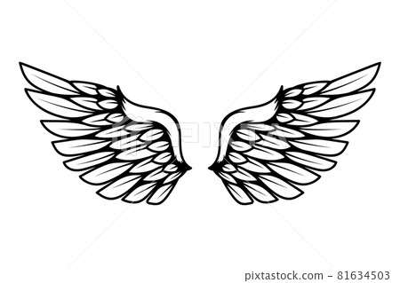 illustration of wings in tattoo style isolated on white background. Design element for logo, label, badge, sign. Vector illustration illustration of wings in tattoo style isolated on white background. Design element for logo, label, badge, sign. Vector illustration 81634503