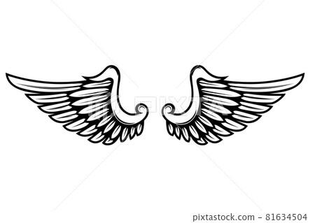 illustration of wings in tattoo style isolated on white background. Design element for logo, label, badge, sign. Vector illustration illustration of wings in tattoo style isolated on white background. Design element for logo, label, badge, sign. Vector illustration 81634504