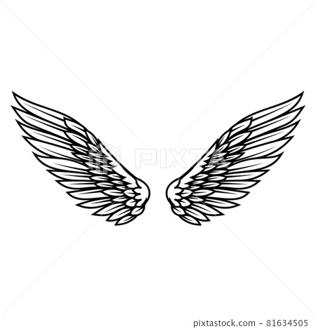 illustration of wings in tattoo style isolated on white background. Design element for logo, label, badge, sign. Vector illustration 81634505