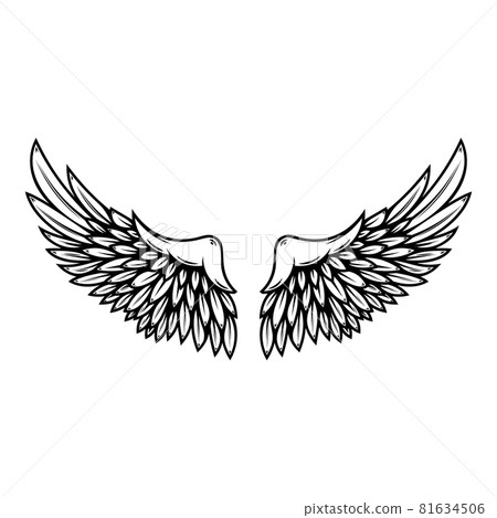 illustration of wings in tattoo style isolated on white background. Design element for logo, label, badge, sign. Vector illustration illustration of wings in tattoo style isolated on white background. Design element for logo, label, badge, sign. Vector illustration 81634506