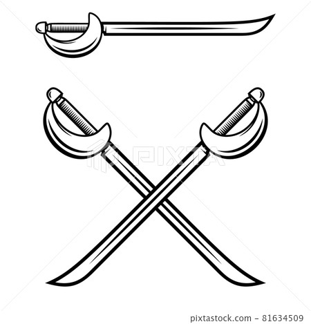 Crossed swords isolated on white background. Design element for logo, label, badge, sign. Vector illustration 81634509
