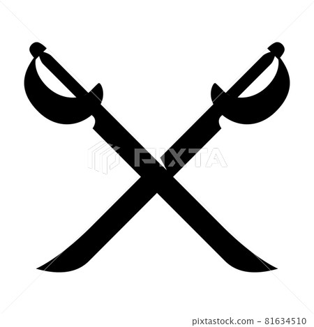 Crossed swords isolated on white background. Design element for logo, label, badge, sign. Vector illustration Crossed swords isolated on white background. Design element for logo, label, badge, sign. Vector illustration 81634510
