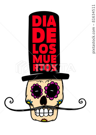Illustration of mexican sugar skull in sombrero isolated on white background. Design element for logo, label, badge, sign. Vector illustration Illustration of mexican sugar skull in sombrero isolated on white background. Design element for logo, label, badge, sign. Vector illustration 81634511