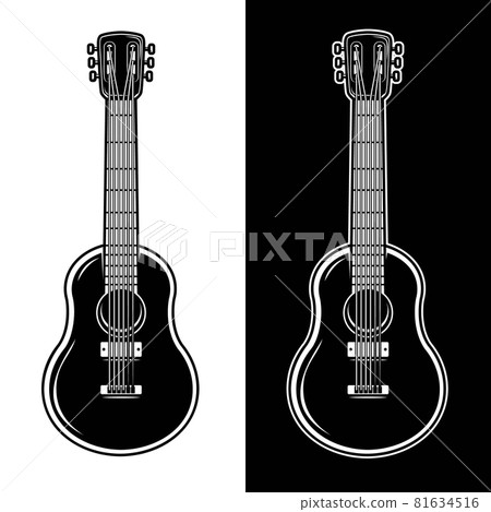 Illustration of guitar isolated on white background. Design element for logo, label, sign. Vector illustration Illustration of guitar isolated on white background. Design element for logo, label, sign. Vector illustration 81634516
