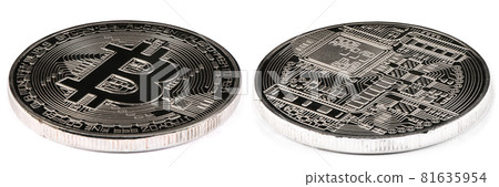 Silver bitcoin isolated on white background. (Two clipping path) Silver bitcoin isolated on white background. (Two clipping path) 81635954
