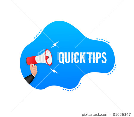 Megaphone label with quick survey. Megaphone banner. 81636347