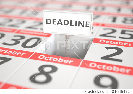 DEADLINE plate on October 1 in a calendar, 3d rendering DEADLINE plate on October 1 in a calendar, 3d rendering 81636452