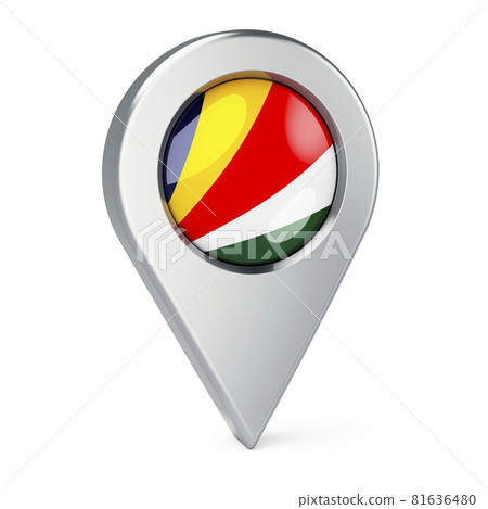 Map pointer with flag of Seychelles, 3D rendering Map pointer with flag of Seychelles, 3D rendering 81636480