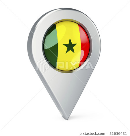 Map pointer with flag of Senegal, 3D rendering Map pointer with flag of Senegal, 3D rendering 81636481