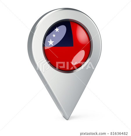 Map pointer with flag of Samoa, 3D rendering Map pointer with flag of Samoa, 3D rendering 81636482