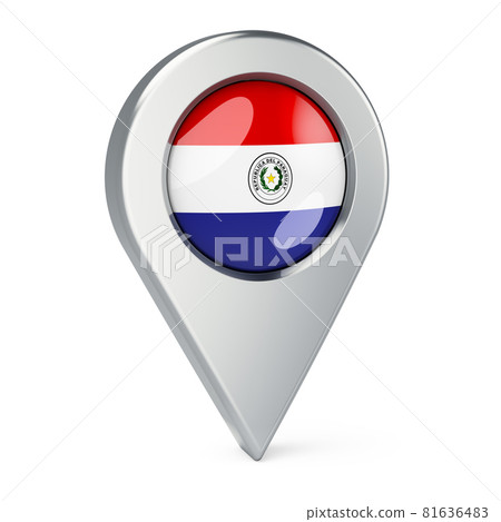 Map pointer with flag of Paraguay, 3D rendering Map pointer with flag of Paraguay, 3D rendering 81636483