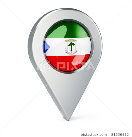 Map pointer with flag of Equatorial Guinea, 3D rendering 81636512