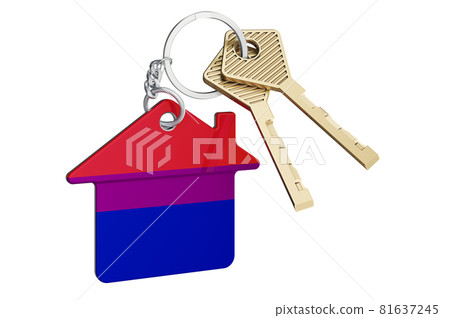 Home keychain with bisexual flag. 3D rendering 81637245