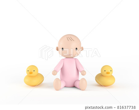 嬰兒和鴨子玩具粉紅色 嬰兒和鴨子玩具粉紅色 81637738