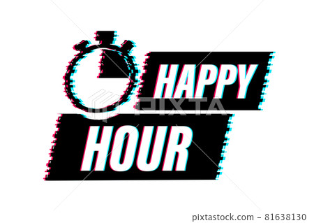 Happy hour on white background. Glitch icon. Sale banner badge. Banner design. Vector stock illustration. Happy hour on white background. Glitch icon. Sale banner badge. Banner design. Vector stock illustration. 81638130